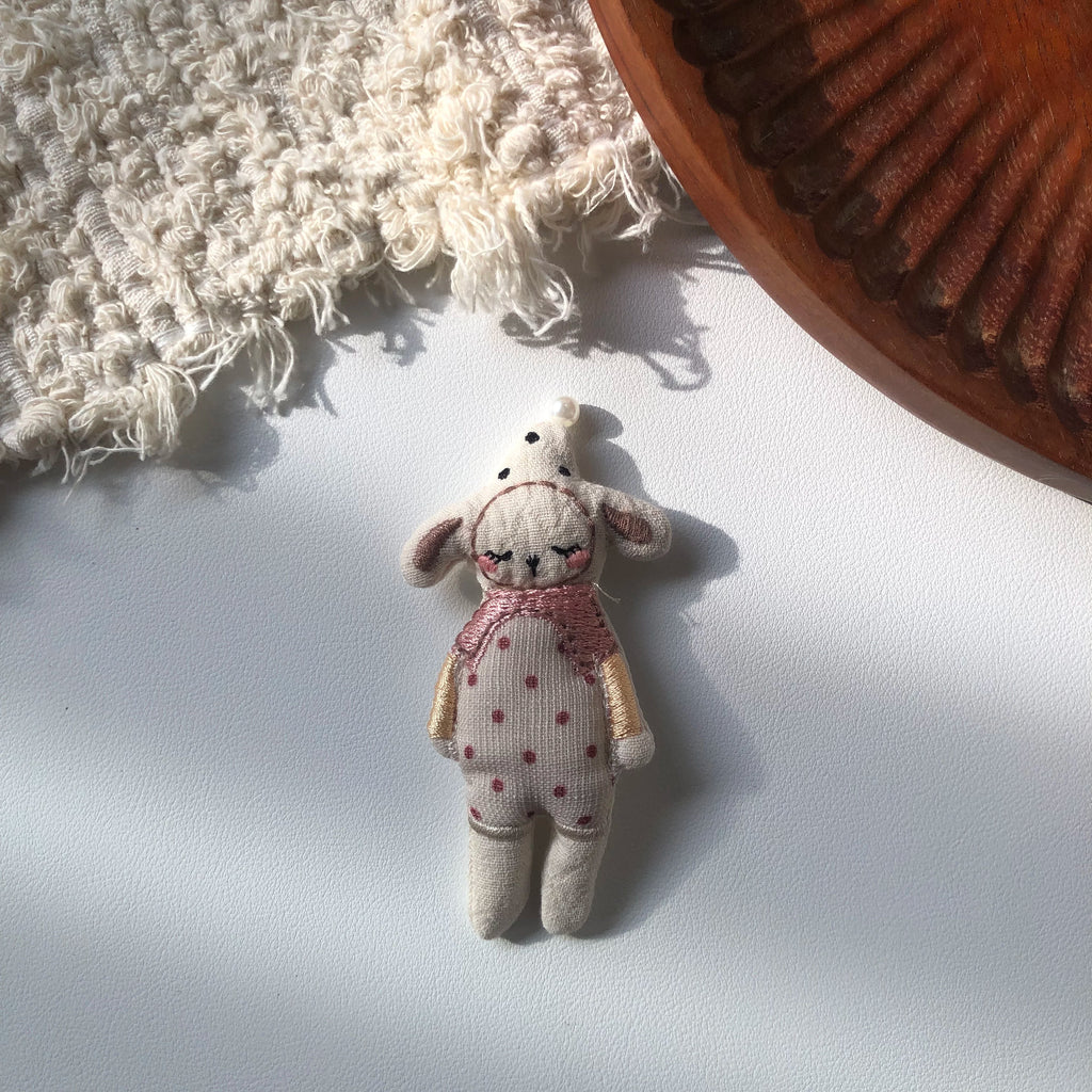 Cute Handmade Fabric Cotton Doll Brooch Pin Accessory