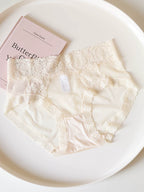 French-Inspired Vintage Mesh Panties with Lace Trim and Cotton Crotch