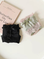 French-Inspired Vintage Panties with Bow and Lace Trim