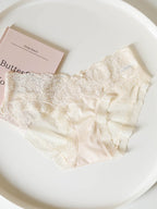 French-Inspired Vintage Pink Panties with Bow Embroidery and Lace Trim