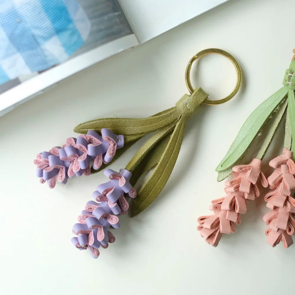 Cute Handmade Leather Flower Keychain Accessory
