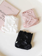 French-Inspired Vintage Panties with Bow Embroidery and Lace Trim