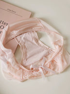 French-Inspired Vintage Panties with Bow Embroidery and Cutout Mesh