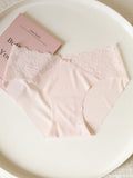 Seamless Ice Silk Low-Waist Briefs with Bow Detail and Lace Trim