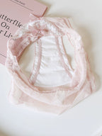 French-Inspired Vintage Mesh Panties with Double Bow and Lace Trim