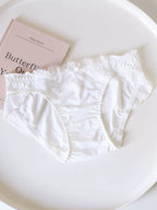 French-Inspired Soft Ice Silk Panties with Bow and Lace Trim