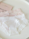 French-Inspired Vintage Bow-Knot Satin Panties with Mesh and Lace Trim