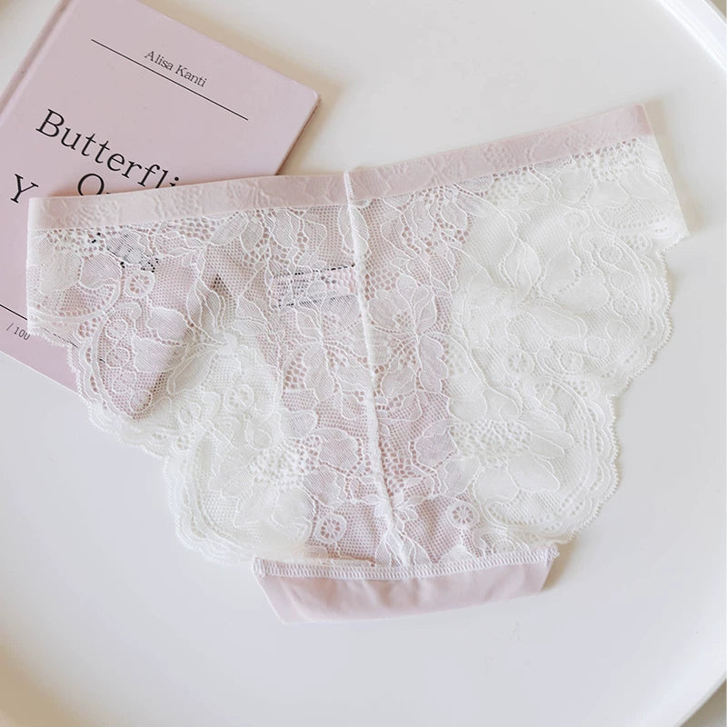 French-Inspired Vintage Low Waist Panties with Lace Trim