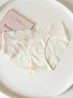 French-Inspired Satin Panties with Sweet Heart and Lace Trim