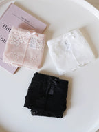 French-Inspired Floral Panties with Bow Embroidery and Lace Trim