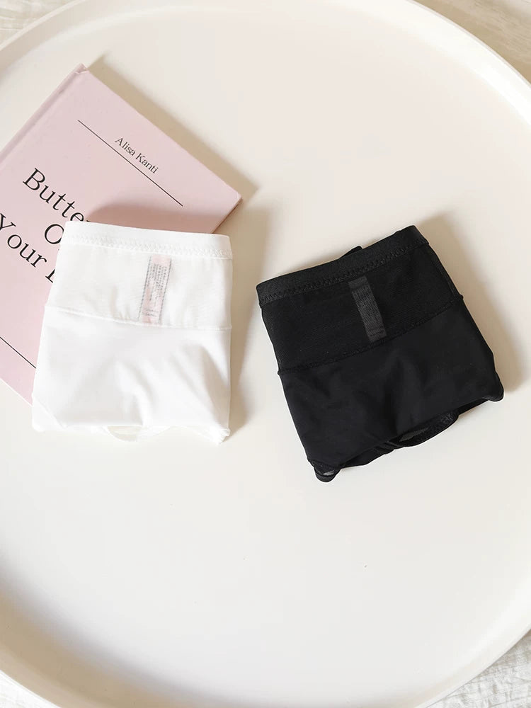 Simple Ice Silk Mesh Mid-Waist Panties with Breathable Cotton Crotch