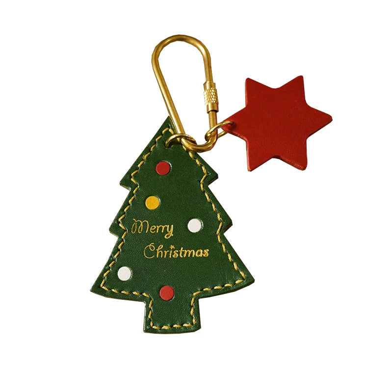 Cute Cartoon Handmade Leather Christmas Tree Pendant Accessory