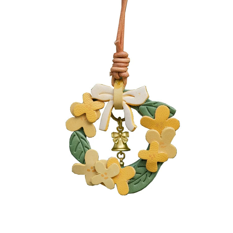 Cute Handmade Leather Flower Keychain Accessory