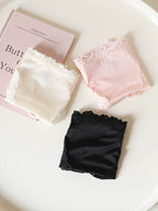 French-Inspired Vintage Satin Panties with Bow Leg Ring and Lace Trim