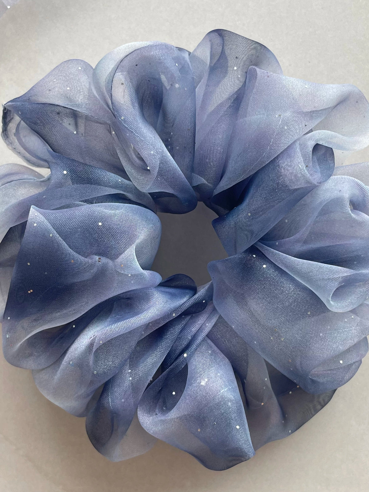 Cute Gradient Blue Mesh Rhinestone Scrunchie Hair Accessory