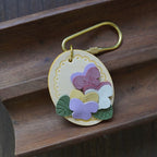Cute Handmade Leather Flower Keychain Accessory