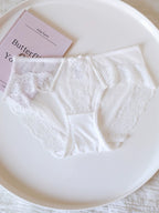 French-Inspired Vintage Panties with Satin Mesh and Lace Trim