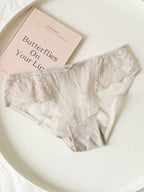 French-Inspired Vintage Panties with Bow Embroidery and Lace Trim