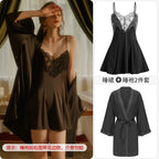 Women's Spaghetti Strap Slit Nightgown with Backless Design