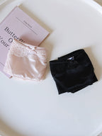 Luxury Satin Lace-Trimmed Low-Waist Briefs with Mesh and Cotton Crotch