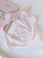 French-Inspired Low-Waist Mesh Satin Panties with Ruffle Lace Trim