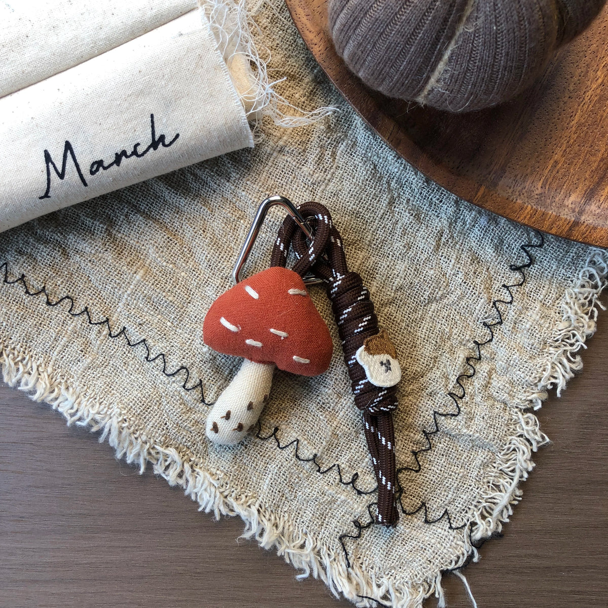 Cute Handmade Fabric Forest Mushroom Plant Bag Pendant Accessory