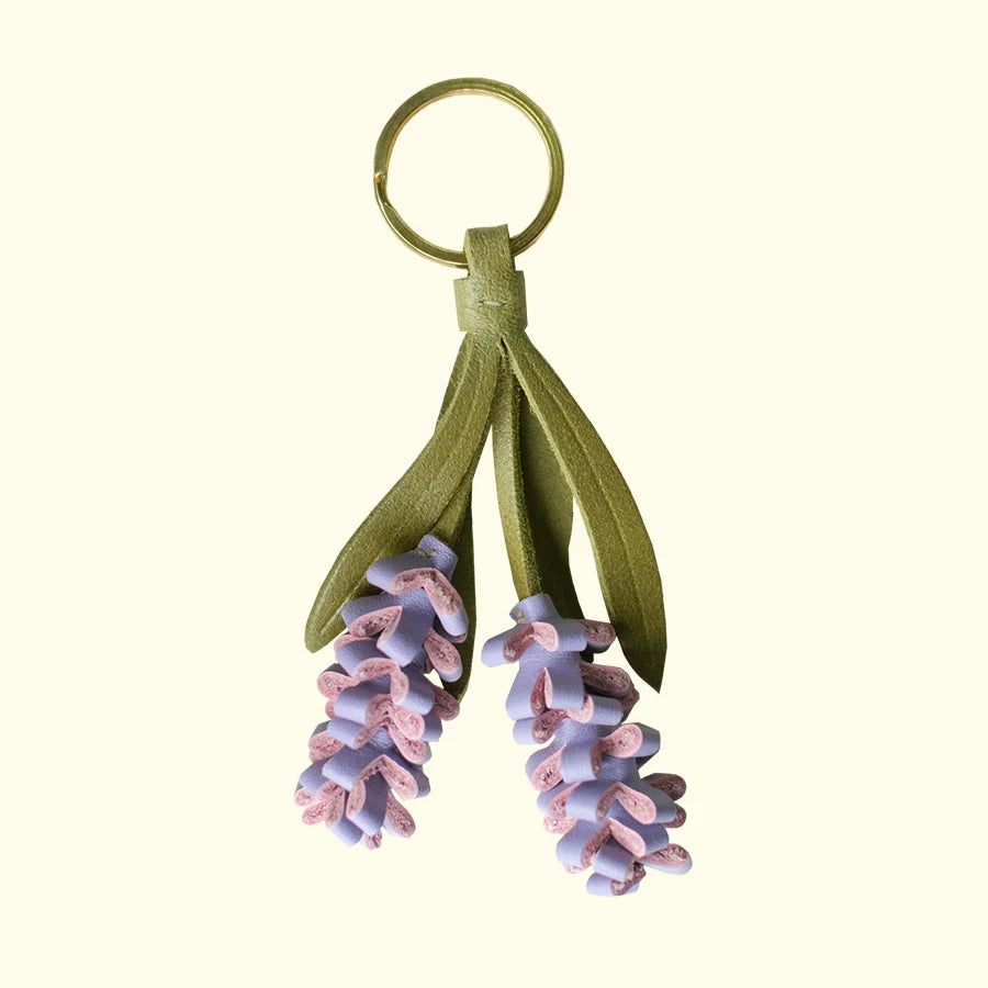 Cute Handmade Leather Flower Keychain Accessory