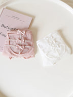French-Inspired Vintage Mesh Panties with Bow Embroidery and Lace Trim