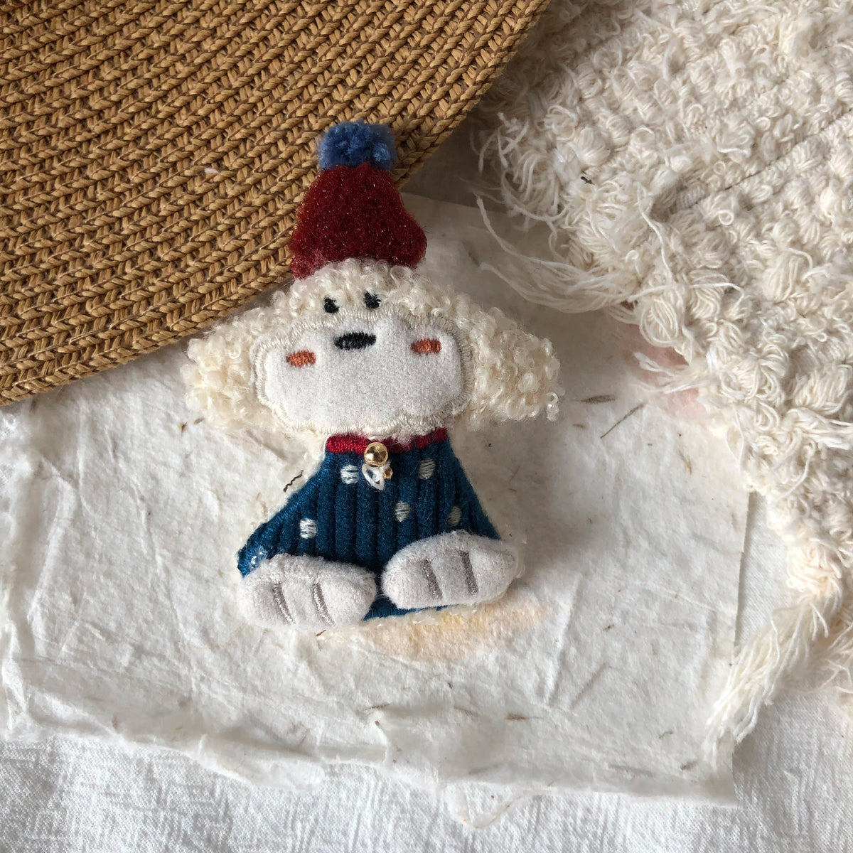 Cute Handmade Fabric Cotton Doll Brooch Pin Accessory
