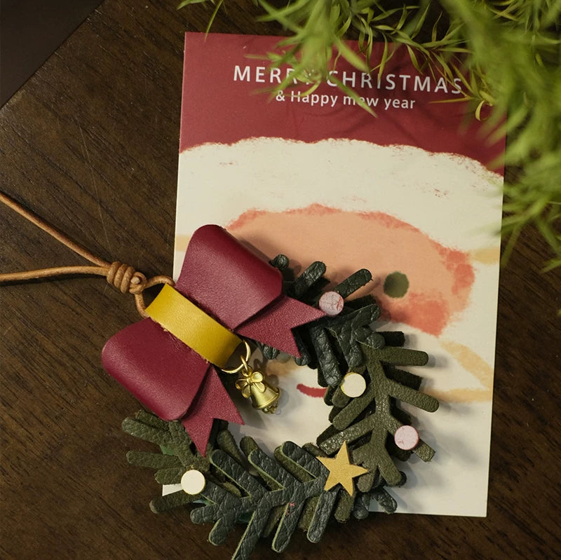 Cute Handmade Cowhide Leather Garland Hanging Ornament Accessory