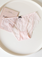 French-Inspired Vintage Panties with Bow and Lace Trim