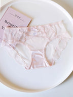 French-Inspired Vintage Mesh Panties with Bow and Lace Trim