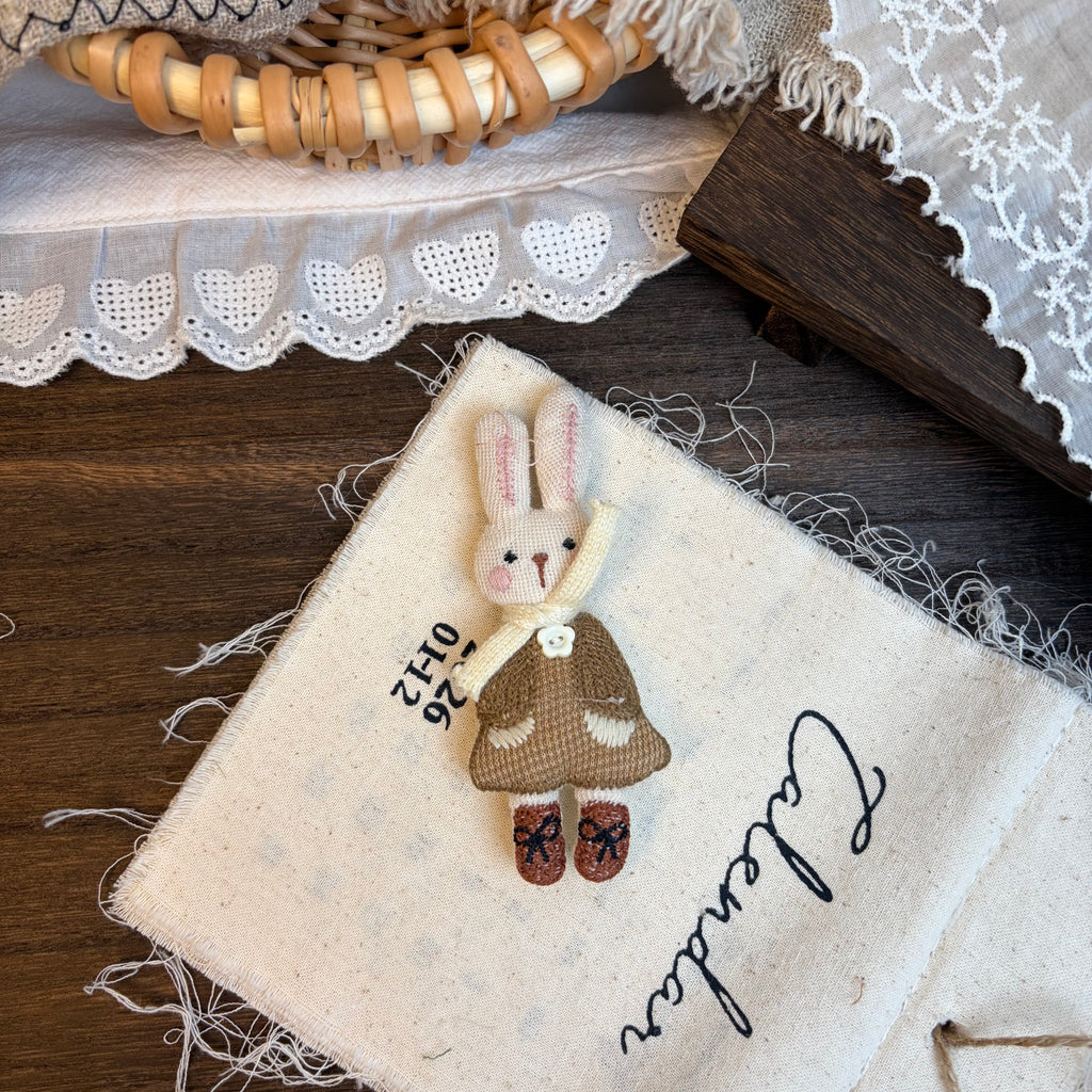 Cute Handmade Fabric Cotton Doll Brooch Pin Accessory