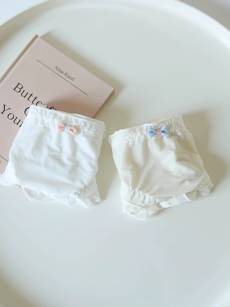 Sweet Ice Silk Panties with Bow Detail and Pure Cotton Crotch