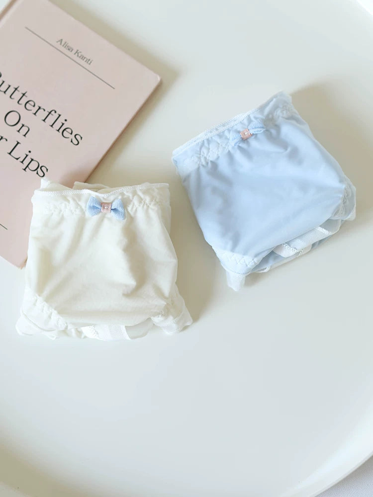 Sweet Ice Silk Panties with Bow Detail and Pure Cotton Crotch