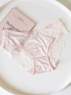 French-Style Satin Seamless Panties with Lace Trim