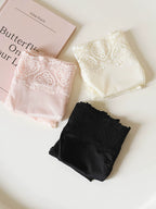 French-Inspired Satin Panties with Sweet Heart and Lace Trim