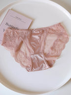 French-Inspired Satin Panties with Delicate Mesh and Lace Trim