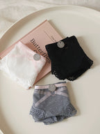 French-Style Lace Panties with Heart Cutout and Mesh Trim