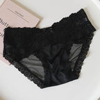 French-Inspired Vintage Panties with Bow Embroidery and Lace Trim