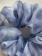 Cute Gradient Blue Mesh Rhinestone Scrunchie Hair Accessory