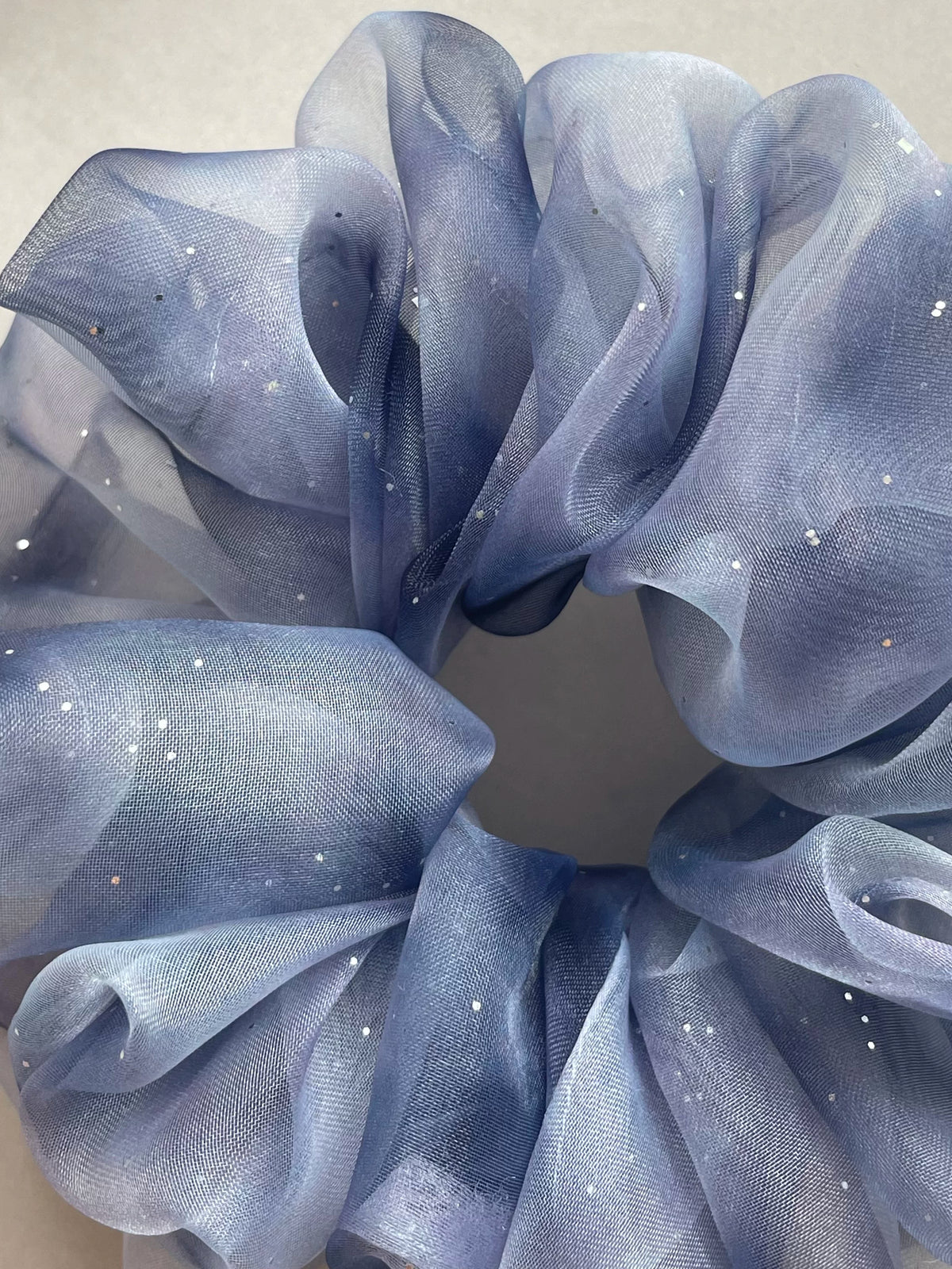 Cute Gradient Blue Mesh Rhinestone Scrunchie Hair Accessory