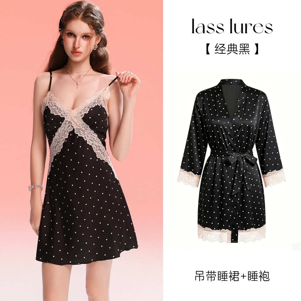 Women's Sexy Ice Silk Camisole Nightdress and Homewear Short Skirt