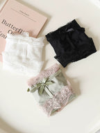 French-Inspired Vintage Panties with Bow and Lace Trim