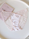 Velvet Mesh Lace Panties with Straps and Cotton Crotch