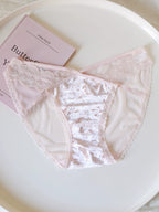 Velvet Mesh Lace Panties with Straps and Cotton Crotch