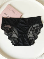 French-Inspired Vintage Panties with Lace Mesh and Cotton Crotch