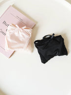 Women's Cross-Back Thong Panties with Bow and Lace Trim