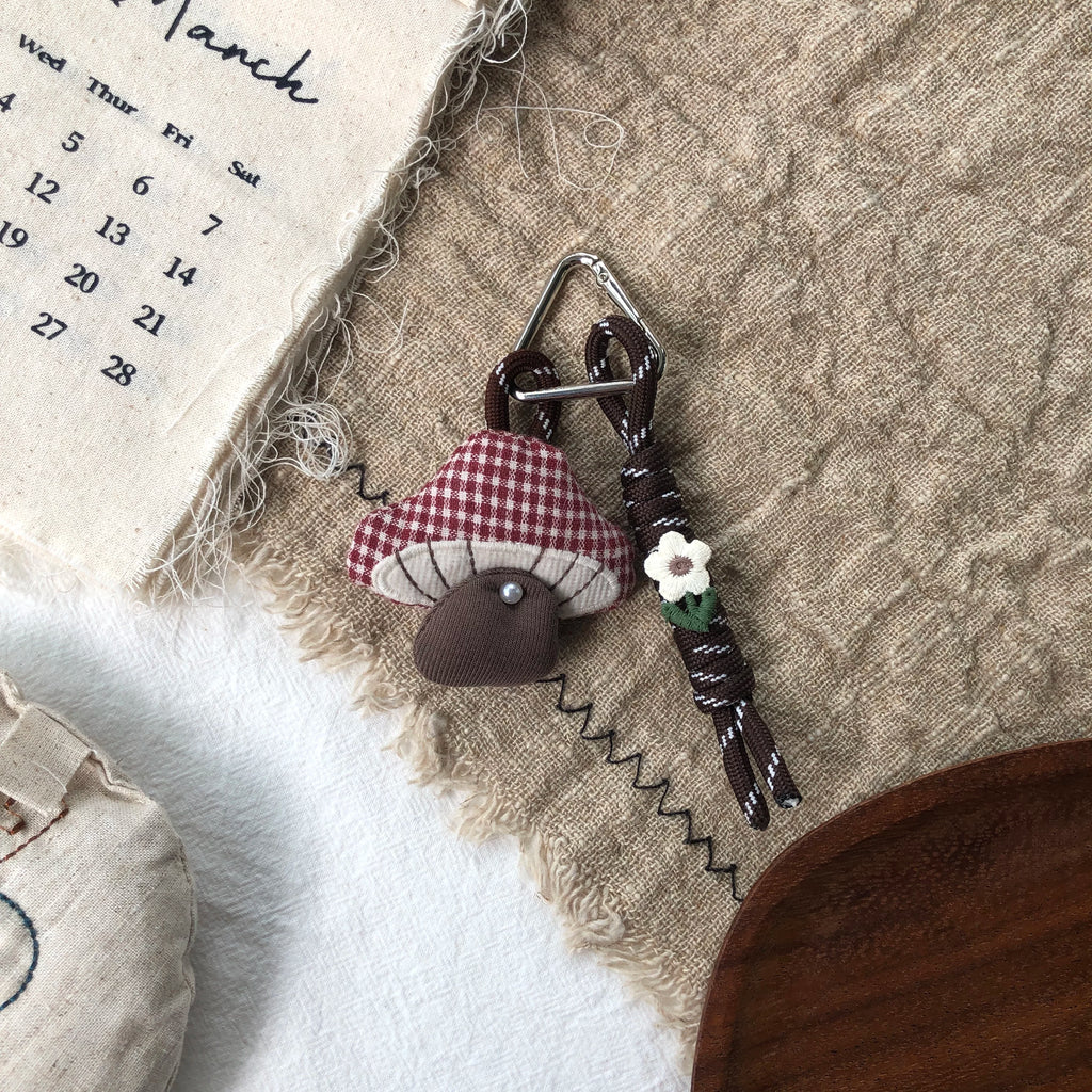 Cute Handmade Fabric Forest Mushroom Plant Bag Pendant Accessory
