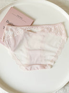 French-Inspired Vintage Mesh Panties with Bow and Lace Trim